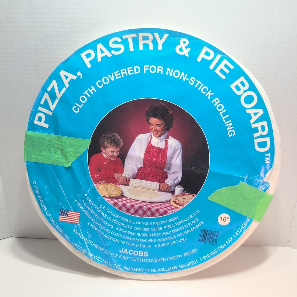 1992 Vintage Jacobs Pizza Pastry & Pie Cloth Covered Board 16" New